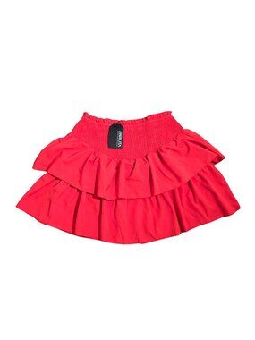NWT | ANRILITA Cherry Red Tiered Ruffle Skort Smocked Waist Active Shorts | Medi